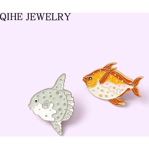 Grouper Enamel Pins Custom Cute Tropical Fish Brooches for Kids Friends Bag Clothes Lapel Pins Animal Badge Jewelry Wholesale