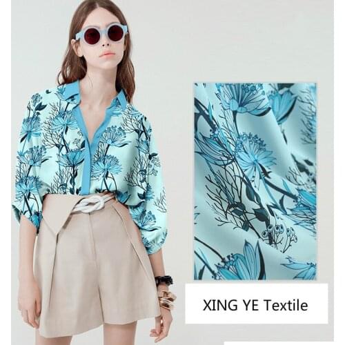 Floral Silk Double Joe Fabric Cloth Dress Female Tops Clothing for Sewing Material by the Meter Fabrics Per Meter Alibaba China