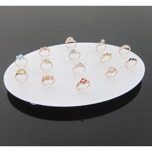 Hot Sale Acrylic White Ellipse Ring Jewelry Display Stand Organizer Case Holder Tray Showcase Rack Props
