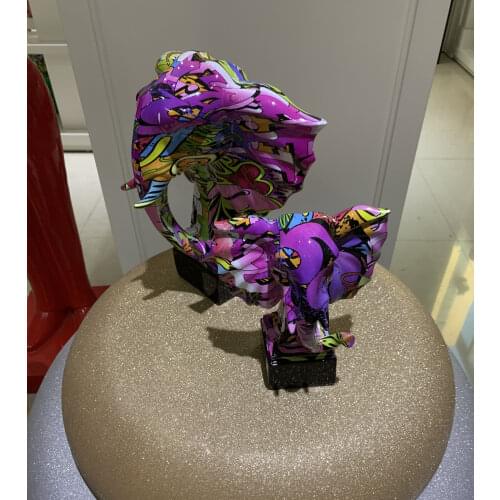 Art Street Graffiti Simple Creative Elephant Color Decorations Home Entrance Wine Cabinet Office Decorations Resin Crafts