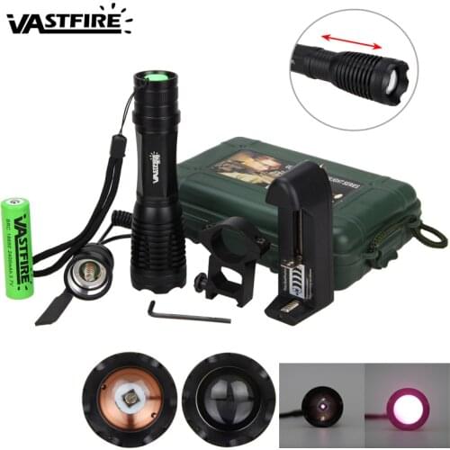 IR-940nm Zoomable Hunting Torch Infrared Radiation IR Lantern Night Vision Flashlight+18650+Charger+Rifle Scope Mount+Switch+Box