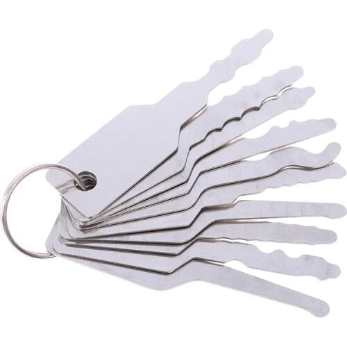 Hot sale 10pcs Stainless Jiggler Keys Dual Sided Car Unlocking Lock Opening Repair Kits