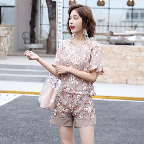 Set female summer 2019 new casual fashion short jacket Slim wild elegant short temperament womens two-piece suit