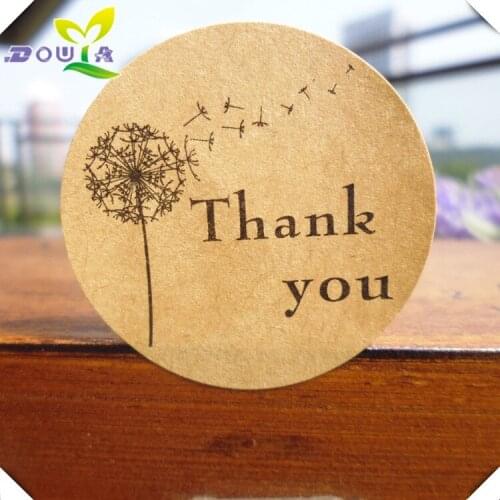 Round "Thank you" dandelion sealed bakery packaging biscuit bag thanks to sticker label