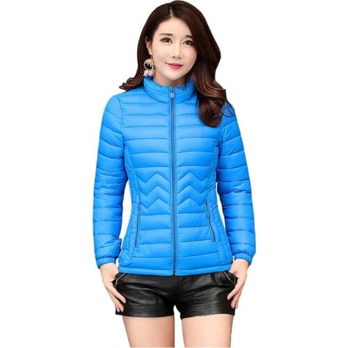 Light Thin Small Cotton-padded Jacket Women 2019 Autumn Winter Short Parkas Female Plus size Slim Standing collar Cotton Coats