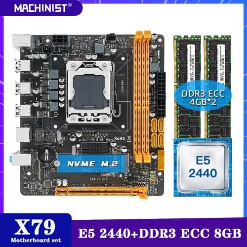 MACHINIST X79 Motherboard LGA 1356 Set Kit With Xeon E5 2440 Processor DDR3 ECC 8GB(2*4GB)RAM Memory NVME M.2 Mini DTX X79-5.33B