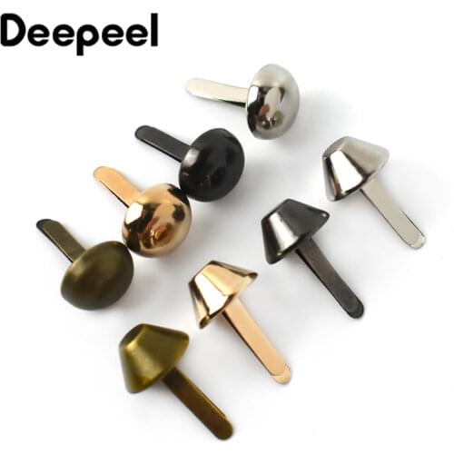 Deepeel 100pcs 10/12/15mm Metal Buckle Two-legged Nails Rivet Handbag DIY Leather Luggage Alloy Button Hardware AccessoriesBF203