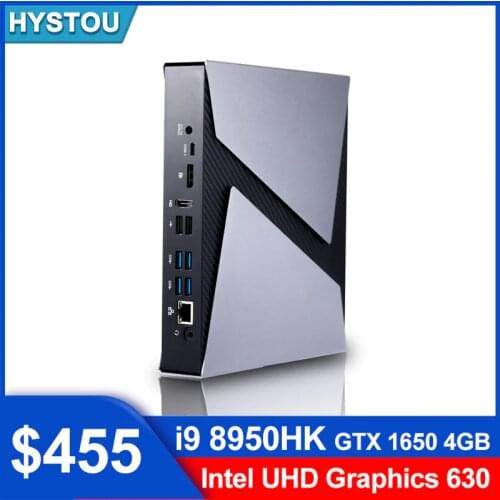 HYSTOU New gaming PC i9 9880H 8950HK GTX 1650 4GHD Dual Graphics 2*DDR4 slot BT4.0 desktop Windows10 mini pc WiFi