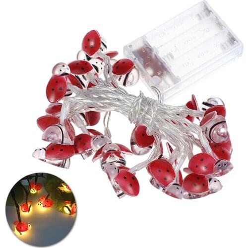 10/20/35 LED Ladybug Shape String Lights Battery Holiday Wedding Christmas Decoration lamp for Home Balcony Courtyard Garden