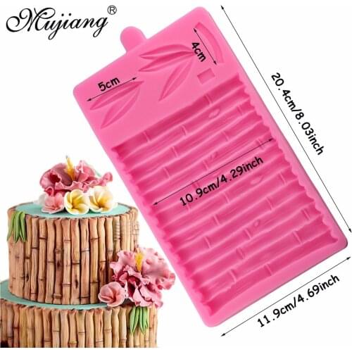 Mujiang 3D Bamboo Silicone Mold Cake Border Fondant Molds DIY Sugarcraft Cake Decorating Tools Candy Chocolate Gumpaste Moulds