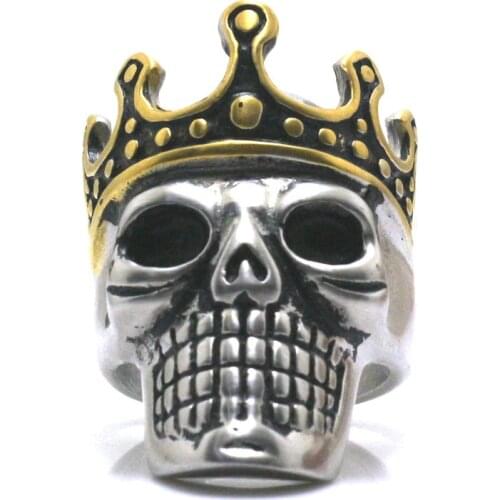 Mens 316L Stainless Steel Dull Polish Delicious King Skull Ring Newest Free Shipping