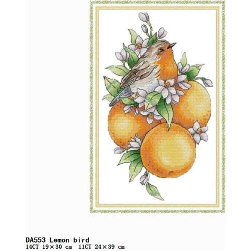 Joy Sunday Lemon Bird Counted Cross Stitch Kit Embroidery Needlework Pattern 11CT 14CT Printed Stamped DIY Thread Decoration Set