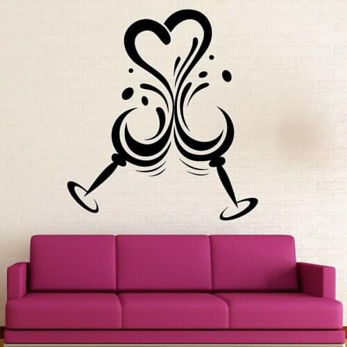 Goblet Wall Sticker Drink Glass of Wine Restaurant Kitchen Home Decoration Love Heart Vinyl Wall Decal Door Window Decals S1146