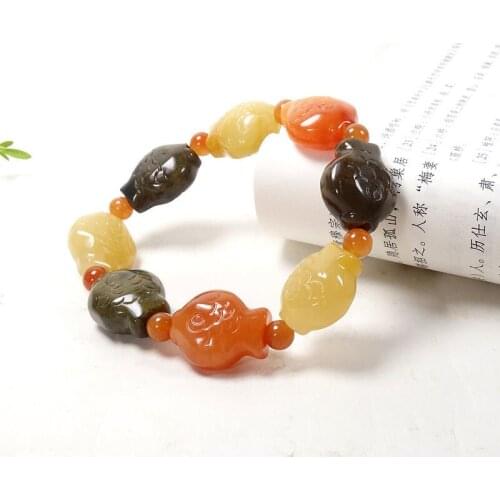 Natural Jade Golden Silk Fish Bracelet Adjustable Bangle Charm Jewellery Fashion Accessories Hand-Carved Woman Amulet