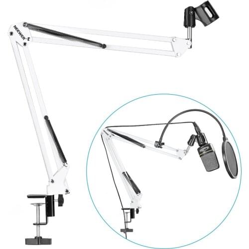 Neewer Desktop Microphone Suspension Boom Scissor Arm Stand Holder Microphone for Studio Broadcasting,Recording+Pop Filter