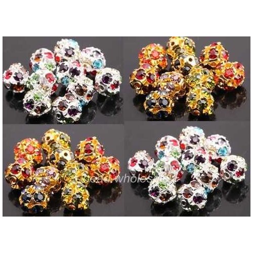 OMH wholesale free ship 10mm 20pcs Plated Rhinestone Crystal Rondelle Spacer Beads