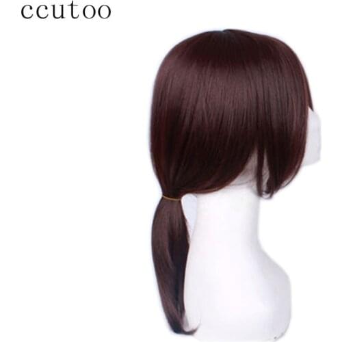Ccutoo 40cm Dark Brown Medium Straight High Temperature Fiber Synthetic Hair Party Cosplay Full Wigs Peluca Ymir