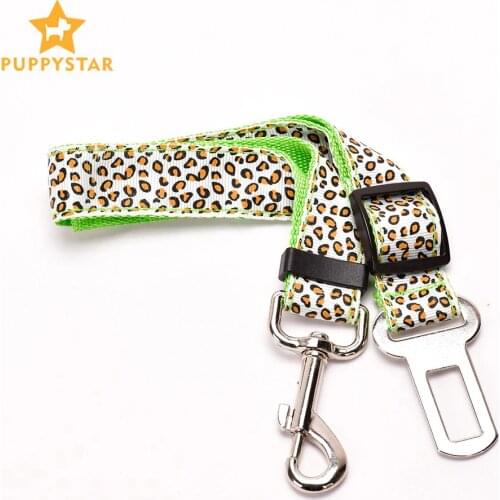Safety Belt Dog Car Travel Belts Leopard Print Adjustable Car Dogs Belt Pet Collar Dog Leash Pet Harnesses Cat Supplies XLA005