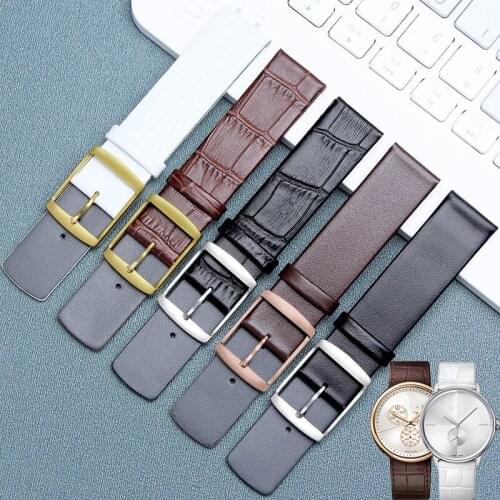 Ultra-thin Genuine Leather Watch Strap Cowhide Watchband 14mm 16mm 18mm 20mm 22mm Wrist Watch Bracelet Band Black Brown