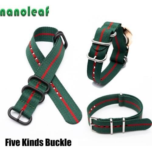 Nylon Watchband 2 Green 1 Red 18mm 20mm 22mm 24mm Woven Straps Watch Band For Men Women Bracelet Watch Accessories