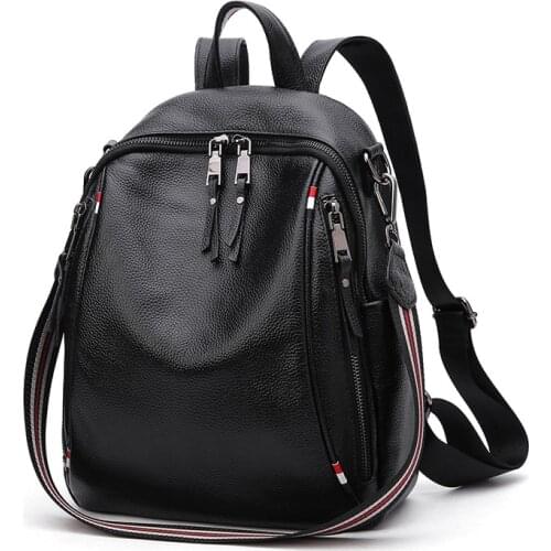 Everyday Backpack women 100% Real Genuine Leather Cowhide Womens Female Top Layer Cow Leather Girl School Book Backpacks Bags