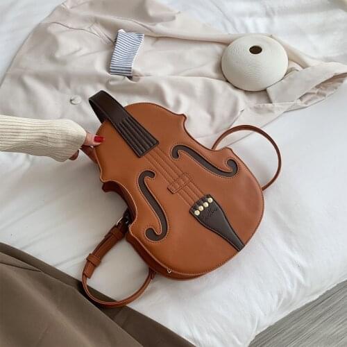 Violin Shape PU Leather Backpack School Handbag Travel Daypack for Teenager Girl 20CA