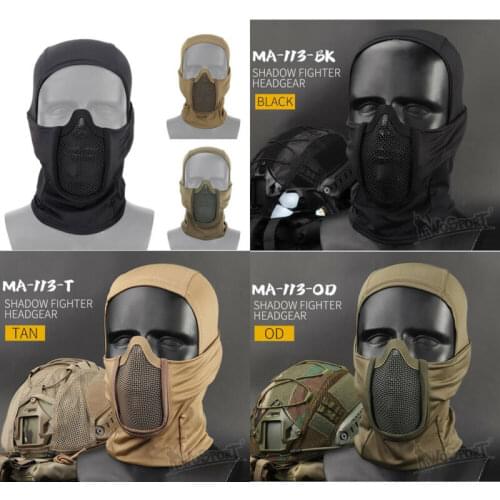 Outdoor Tactical Steel Mesh Balaclava Full Face Mask Hunting Paintball Neck Hood Size M
