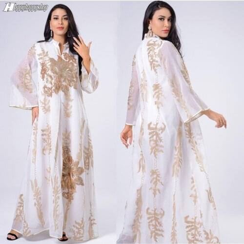 High Quality Ethnic Gown Sequins Embroidery Abaya Muslim Women Loose Long Dress Modesty Turkey Islamic Kaftan Arab Vestidos Robe