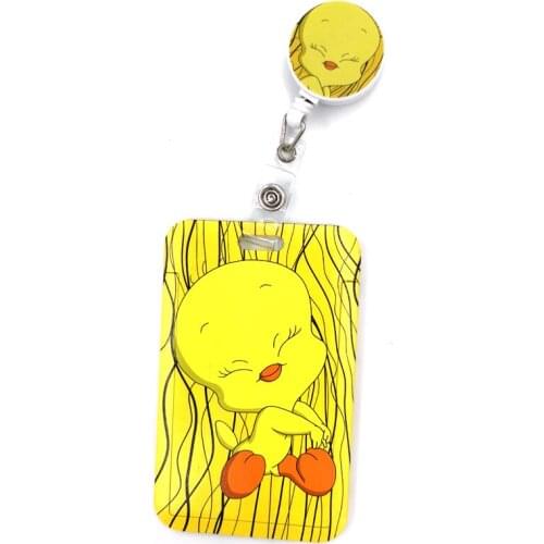 Cartoon Duck Yellow Card Holder Women Men Business Lanyard Badge Card Case Women Card Cover Student Lanyard ID Name Card Holder