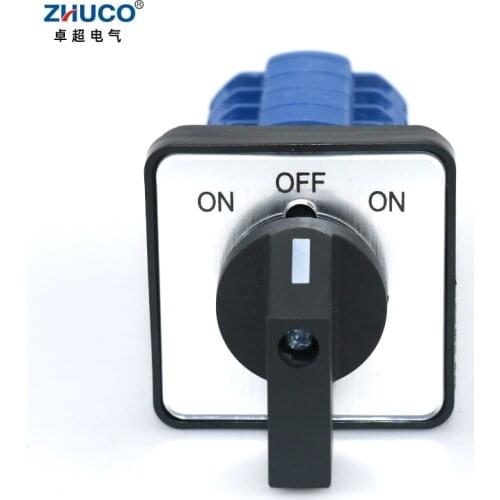 ZHUCO SZW26/LW26-20/D404.4 ON OFF ON 20A Four Pole Three Position 64X64 48X48 mm Panel Electric Reversing Cam Changeover Switch
