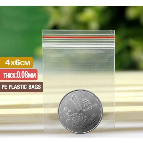 Thick 0.08mm 4x6cm Small Ziplock Bags Jewelry Ziplock Bags Self Sealing 500pcs Kitchen Package Bag Clear Ziplock Plastic Bags