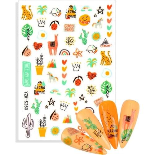 1pcs Summer Nail Stickers Cartoon Animal Lovely Foil Nails Adhesive Pug Fruit Beach Butterfly Decal DIY Manicure Tool Accessorie