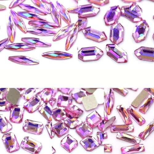 10model pink rhinestones flat-back AB acrylic gems rhinestones Mirage colorful Gems tips decorations Stones #1 bag 20pcs