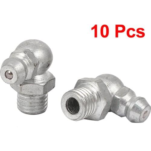 X Autohaux 8Mm Male Thread 90 Degree Angle Metal Grease Nipple Fitting Silver Tone 10Pcs