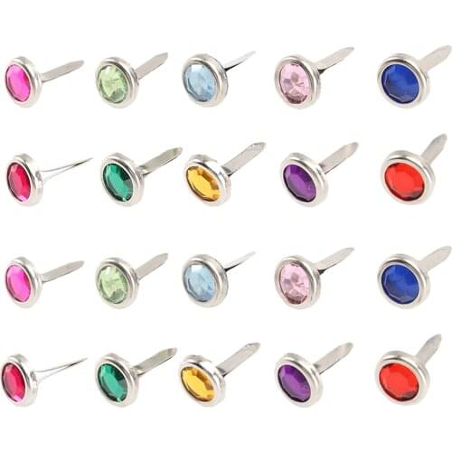 100pcs Mini Brads Metal Round Brads Paper Fasteners for Scrapbooking Crafts Making Stamping and DIY - 8x15mm (Random Color)