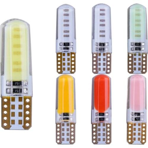 100pcs T10 w5w led Canbus No Error silicone Cob 194 168 W5W LED Interior Bulb Light Parking plate Lamps clearance lamp 12v