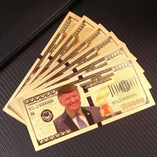 50pcs/lot $1000 Banknotes Gold Foil Bill Currency USA President Donald Trump Dollars Banknotes Paper Money Collection