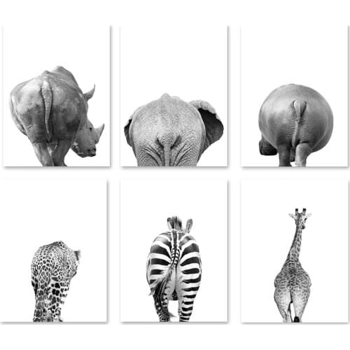 Wild Animal Butt Diamond Painting Cross Stitch 5D DIY Full Square Drill Elephant Zebra Giraffe Diamond Embroidery Bathroom Decor