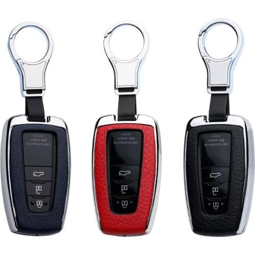 Car Galvanzed Alloy&Leather Key Chain Holder Case Cover For Toyota CHR C-HR Prado Camry Avalon Prius Corolla RAV4 2/3/4 Button