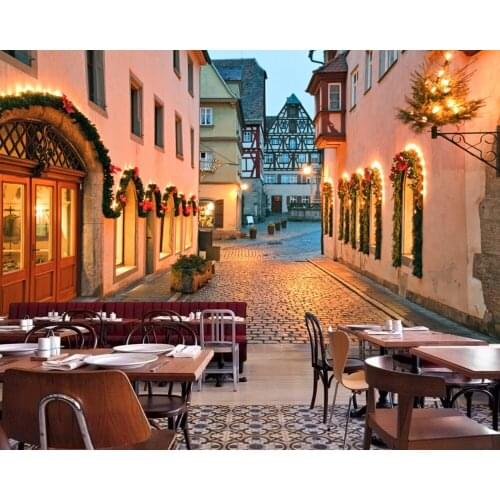 Free Shipping Photo Wallpaper Restaurant Building Mural European Italian Town European Street Landscape Mural Custom 3D Mural
