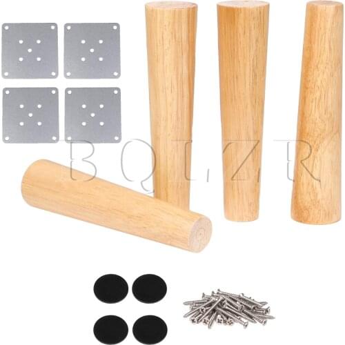 BQLZR 25cm Height Wood Color Tapered Reliable Wood Furniture Cabinets Legs Sofa Feets Pack of 4