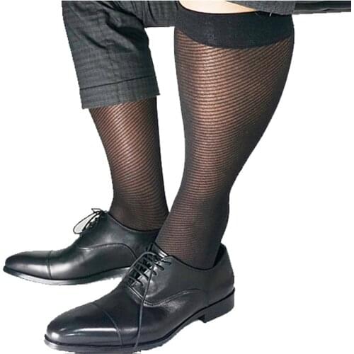 Business Formal Brand Mens Socks Nylon Silk Black Sexy Dress Suits For Leather Shoes Male Fetish Sheer Thin Hose Navy