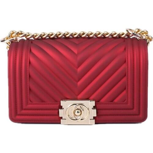 Design Crossbody Handbag Messenger With Adjustable Gold Chain Strap Luxury PVC Fashion Shoulder Women Bag V-Pattern Jelly Purse