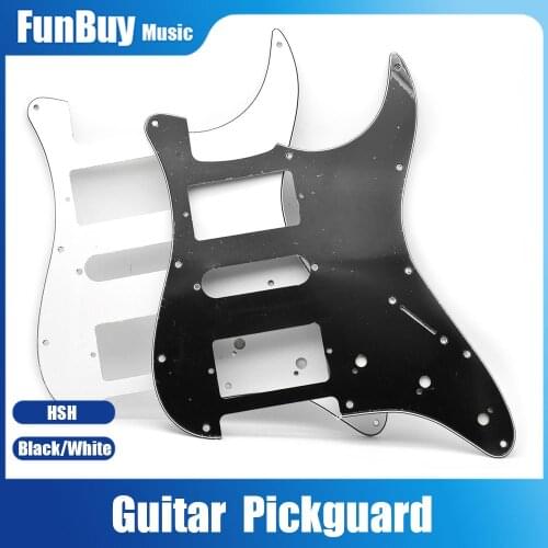 HSH Electric Guitar Pickguard PVC Pick Guard Scratch for ST Guitar Replacement Black White 3 Ply Guitar Accessories