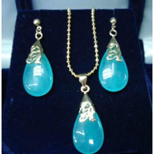 Hot sell new - Fast shipping blue pendant necklace & earrings set AALD1105 (A0511)
