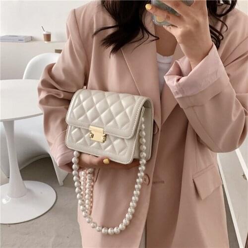 Pearl Chain Designer Bags Luxury Handbags for Women 2021 Tote Bag Ladies Crossbody High Level Classic Purses Shoulder White bag