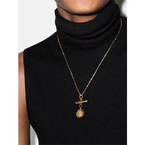 J8 RISPADA Design Stylish metal Baroque pearl shape Pendant Chain Necklace For Friendship Gift Party