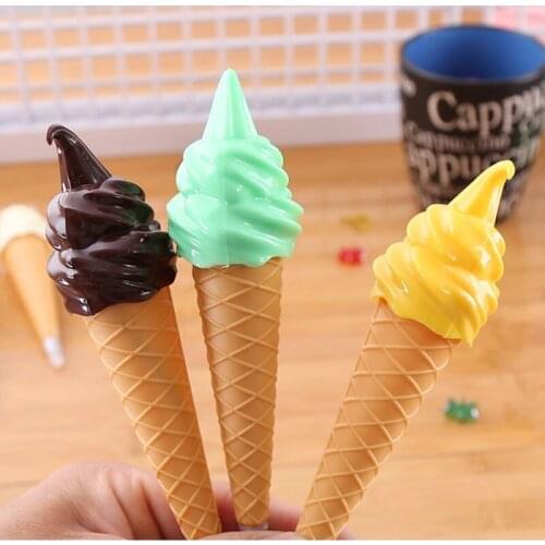 Kawaii Creative Plastic Ice Cream Ballpoint Pen For Writing School Supplies Office Accessories Stationary Kids Student Gift