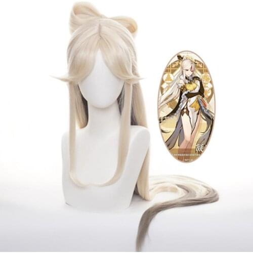 Genshin Impact Ningguang Cosplay Split Bow Hair Pack High Temperature Silk Tail Gradient Any Face Animation Game Role Playing
