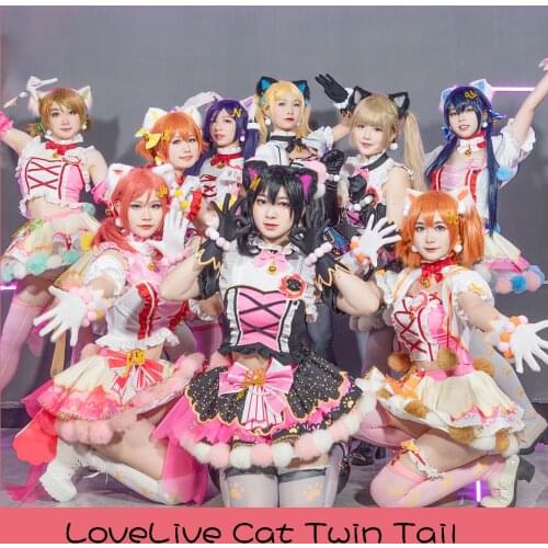 LoveLive Cat Twin Tail Arcade Game 9 Characters Kousaka Honoka Minami Kotori Sonoda Umi Ayase Eli Uniform Anime Cosplay Costumes